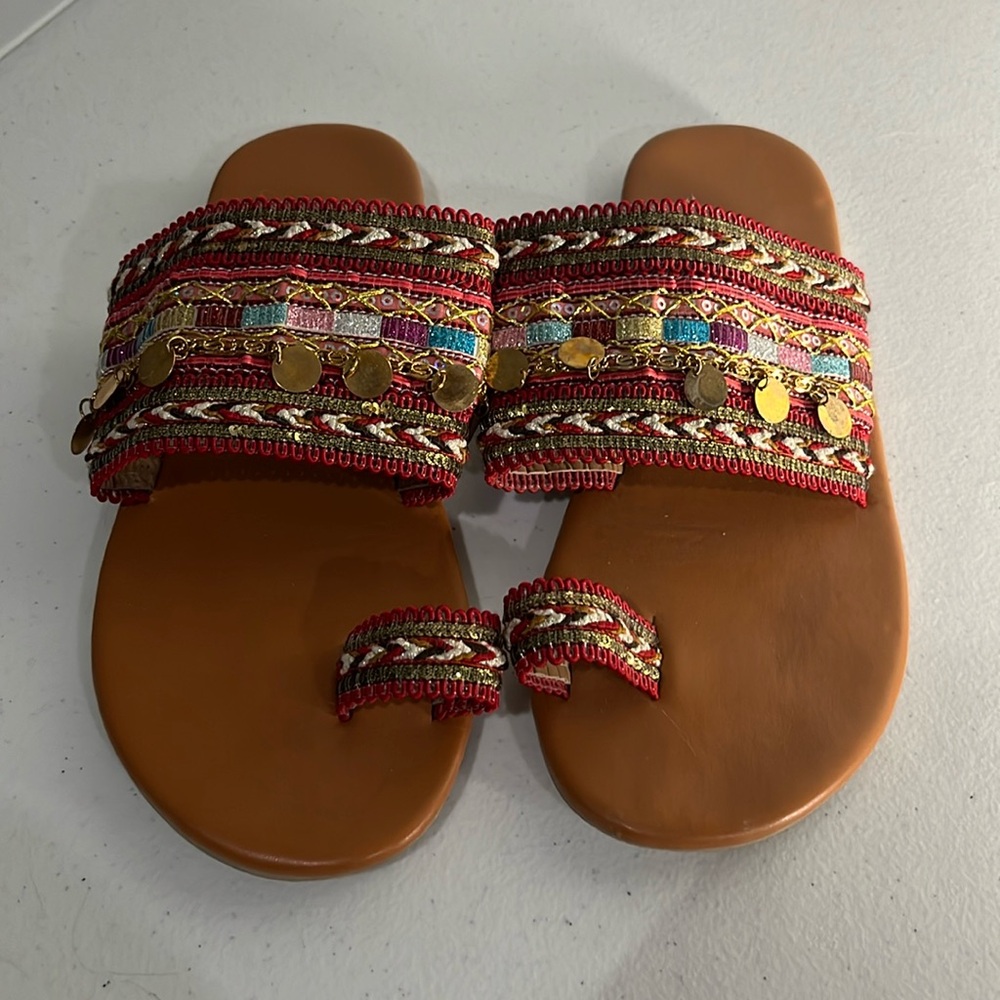 Cute multi color sandals in a size 39